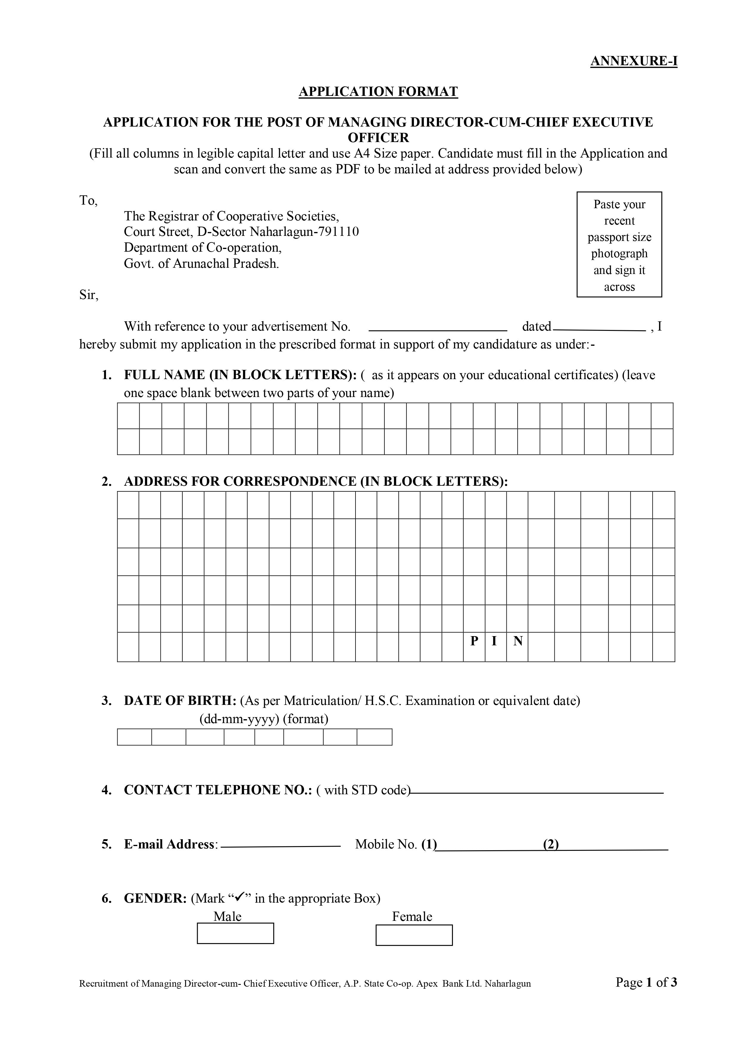 Opening Form